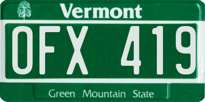 VT license plate OFX419
