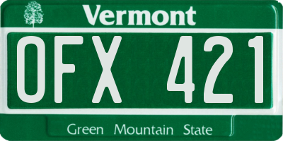 VT license plate OFX421