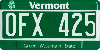 VT license plate OFX425