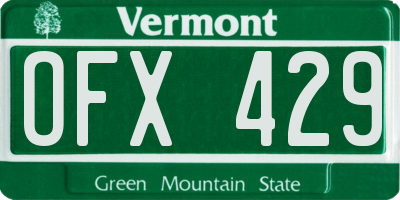 VT license plate OFX429