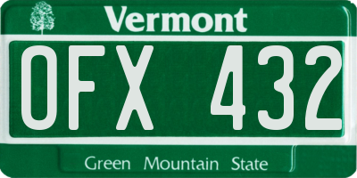 VT license plate OFX432