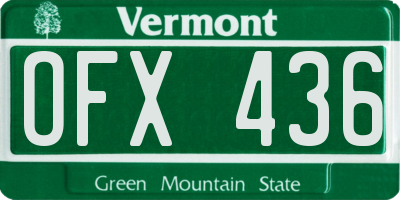 VT license plate OFX436