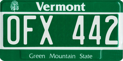 VT license plate OFX442