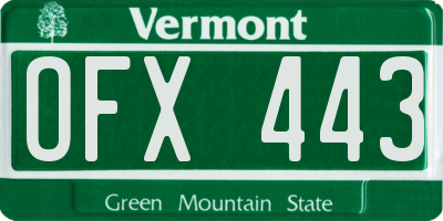 VT license plate OFX443