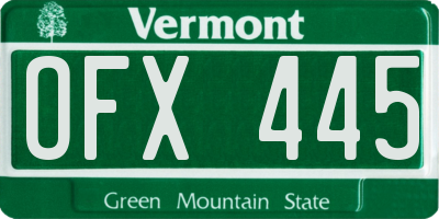 VT license plate OFX445