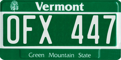 VT license plate OFX447