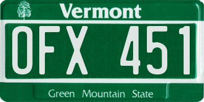 VT license plate OFX451