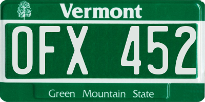 VT license plate OFX452