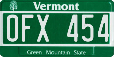 VT license plate OFX454