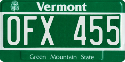VT license plate OFX455