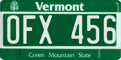 VT license plate OFX456
