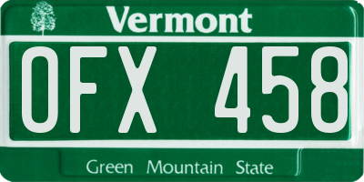 VT license plate OFX458
