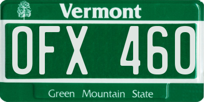 VT license plate OFX460