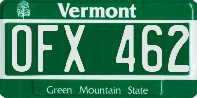 VT license plate OFX462