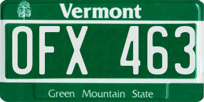 VT license plate OFX463