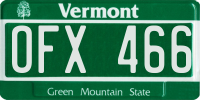 VT license plate OFX466