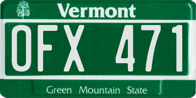 VT license plate OFX471