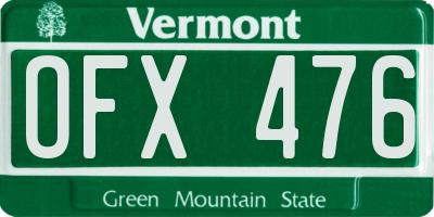 VT license plate OFX476