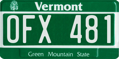 VT license plate OFX481