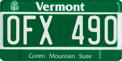 VT license plate OFX490