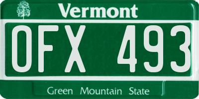 VT license plate OFX493