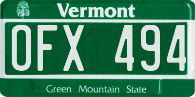 VT license plate OFX494