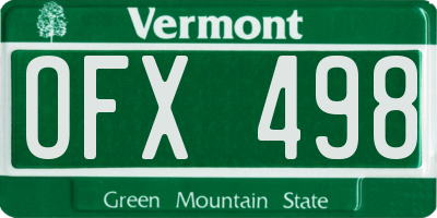 VT license plate OFX498