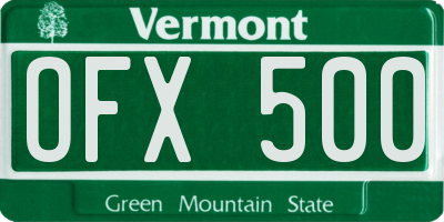 VT license plate OFX500