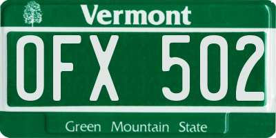 VT license plate OFX502