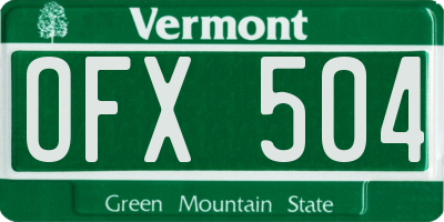 VT license plate OFX504