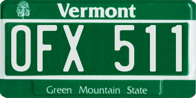 VT license plate OFX511