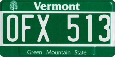 VT license plate OFX513