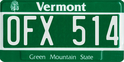 VT license plate OFX514
