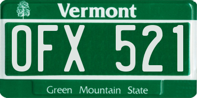VT license plate OFX521