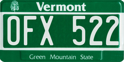 VT license plate OFX522