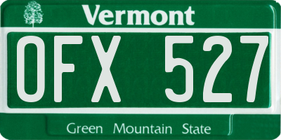 VT license plate OFX527