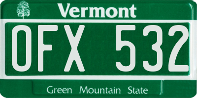 VT license plate OFX532