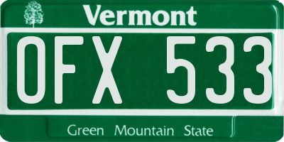 VT license plate OFX533