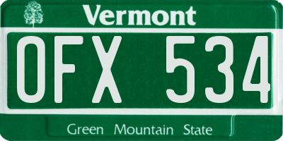 VT license plate OFX534
