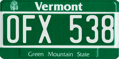 VT license plate OFX538