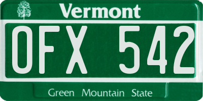 VT license plate OFX542