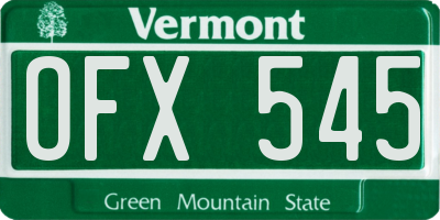 VT license plate OFX545