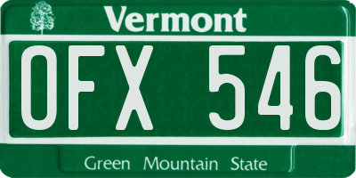 VT license plate OFX546