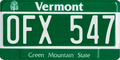 VT license plate OFX547