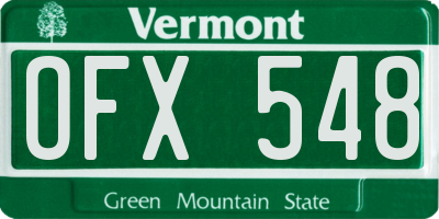 VT license plate OFX548