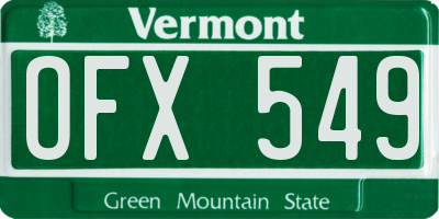 VT license plate OFX549
