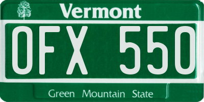 VT license plate OFX550