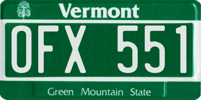 VT license plate OFX551