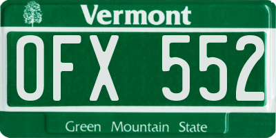 VT license plate OFX552