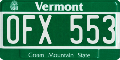 VT license plate OFX553